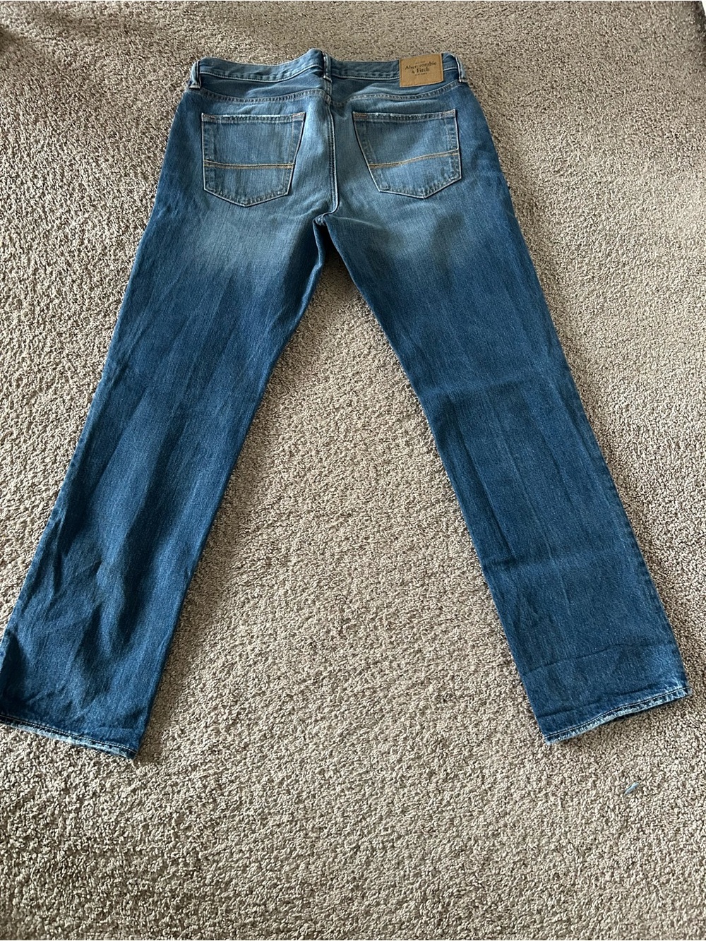 Abercrombie & Fitch Men's Washed Blue Straight Jeans